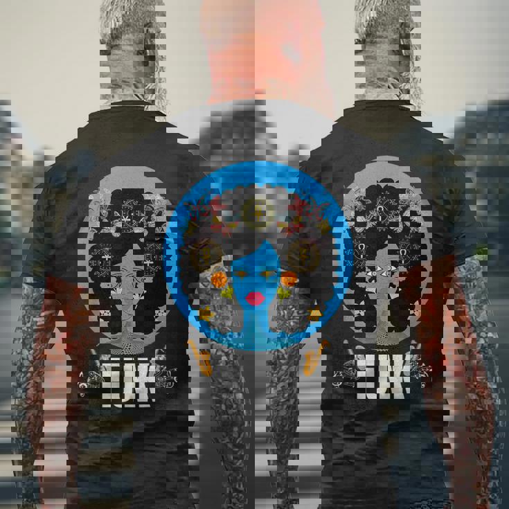 ファンク ソウルフル・ジャズ カラフル・ミュージック メンズTシャツ バックプリント 高齢者への贈り物