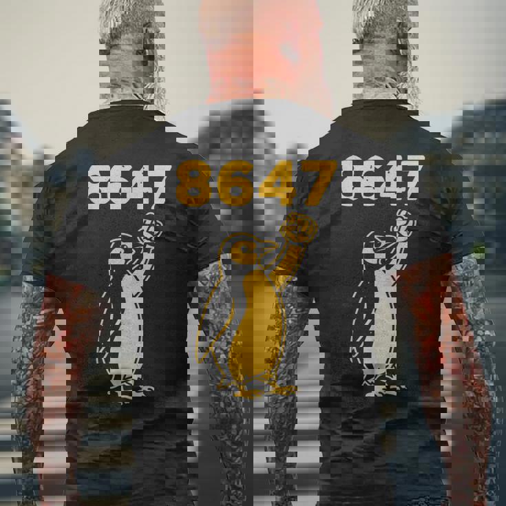 フィストペンギン-ウィースタンドウィズペンギン-ファニー8647 メンズTシャツ バックプリント 高齢者への贈り物