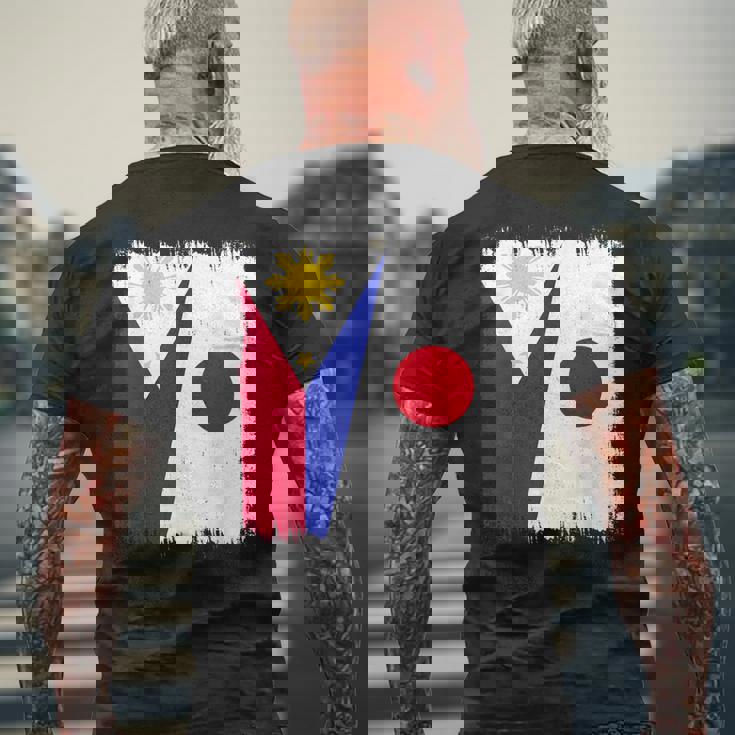 フィリピン 日本 ハーフフラッグ ウェア フィリピン ジャパニーズルーツ メンズTシャツ バックプリント 高齢者への贈り物