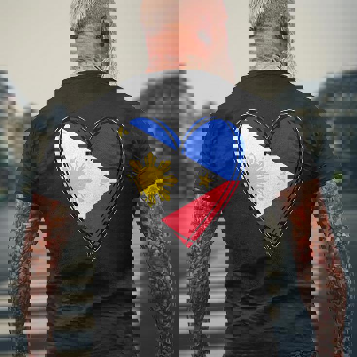 フィリピン独立記念日 I Love Philippines 国旗 ハート メンズTシャツ バックプリント 高齢者への贈り物