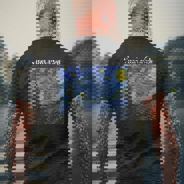 フィンセントファンゴッホの星月夜 メンズTシャツ バックプリント 高齢者への贈り物