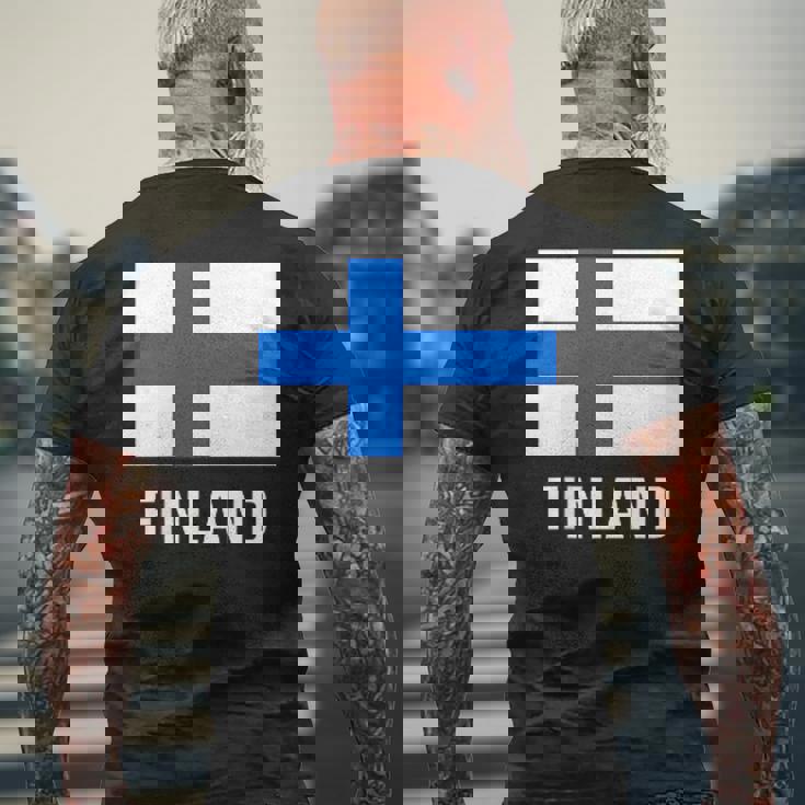 フィンランドの国旗 メンズTシャツ バックプリント 高齢者への贈り物