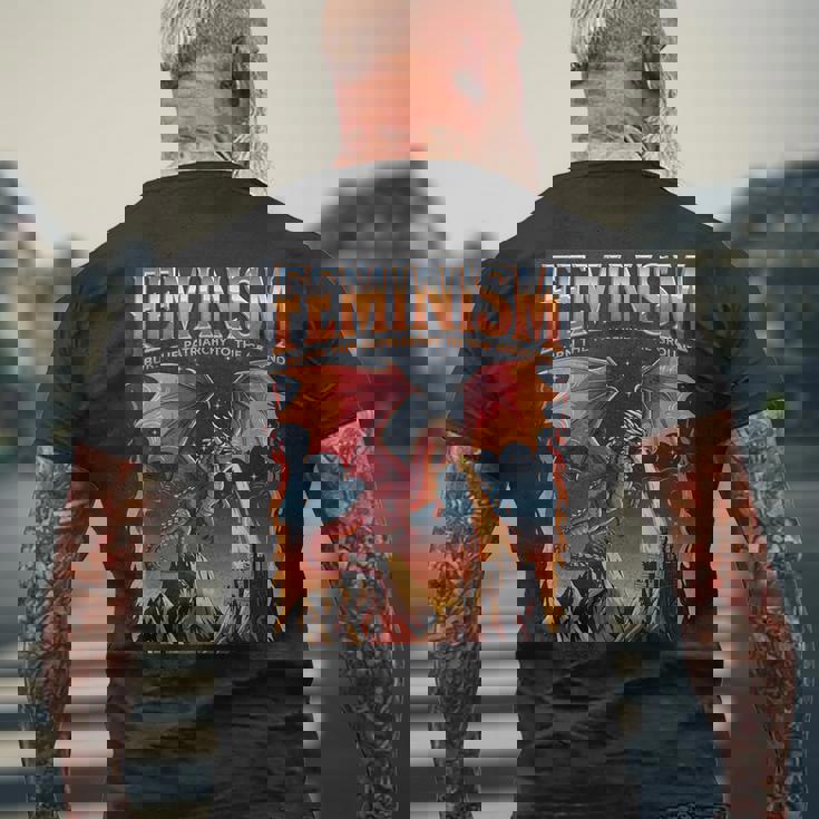 フェミニズム ドラゴン 家父長制を地面に燃やす フェミニスト メンズTシャツ バックプリント 高齢者への贈り物