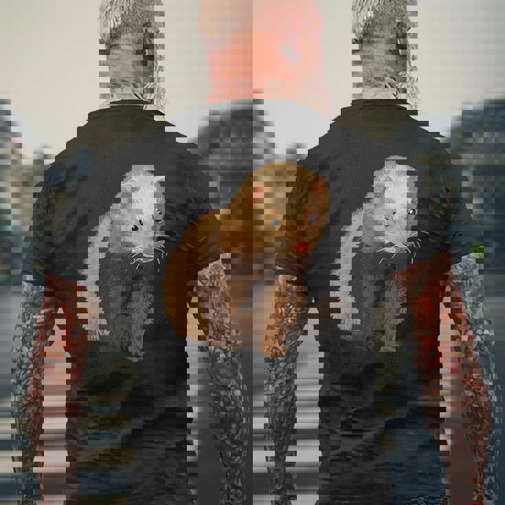 フェレットオーナーペットフェレット メンズTシャツ バックプリント 高齢者への贈り物