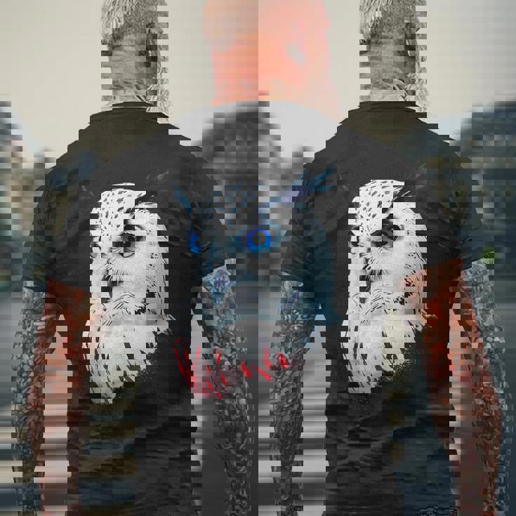 フクロウの傑作 雪フクロウ 鳥アート 動物 雪フクロウ メンズTシャツ バックプリント 高齢者への贈り物