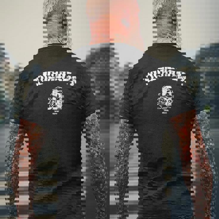 フットボールファンのためのアメリカンフットボールタッチダウン メンズTシャツ バックプリント 高齢者への贈り物