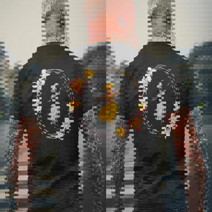 フラダンサー プルメリアリング ハワイ メンズTシャツ バックプリント 高齢者への贈り物