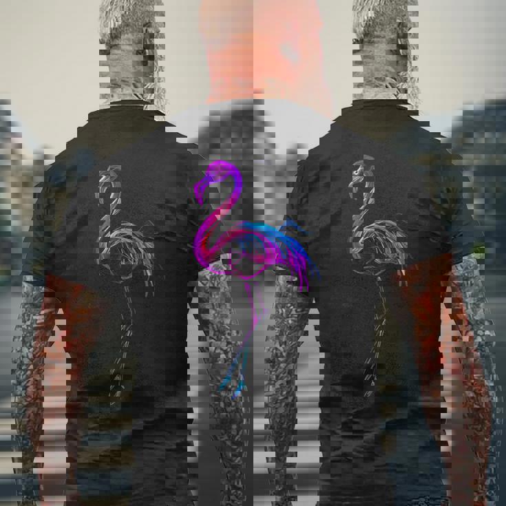 フラミンゴ好き カラフル クール スタイリッシュ メンズTシャツ バックプリント 高齢者への贈り物