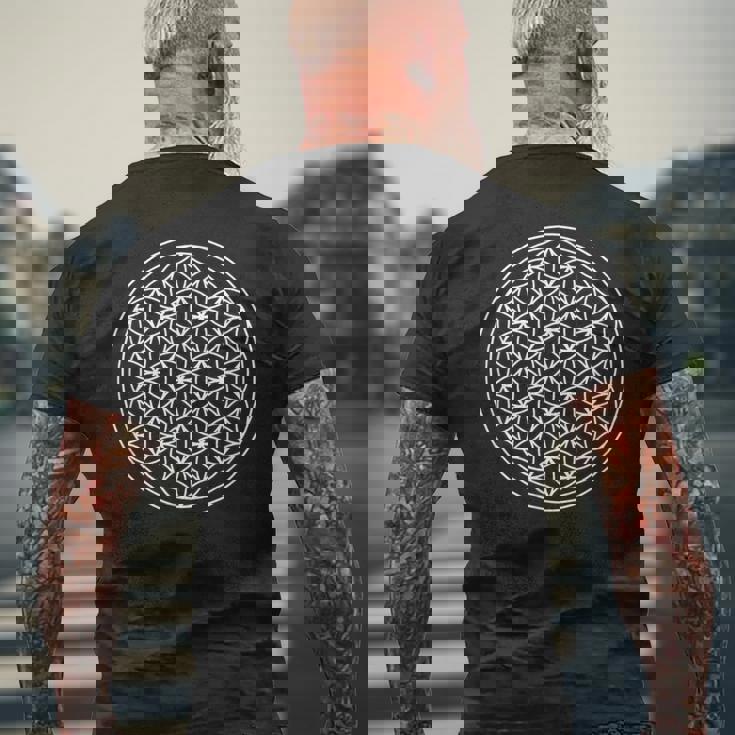 フラワーオブライフ 神聖幾何学 メンズTシャツ バックプリント 高齢者への贈り物