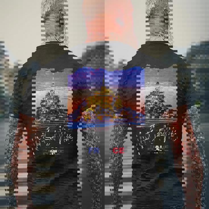 フランス モンサンミッシェル メンズTシャツ バックプリント 高齢者への贈り物