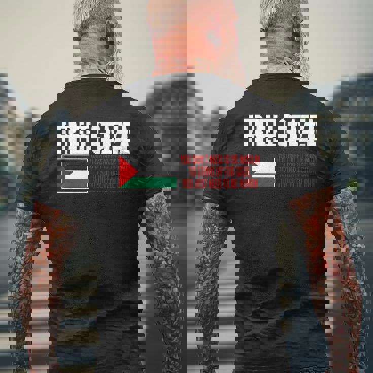 フリーガザ セーブガザ フリーパレスチナ パレスチナ メンズTシャツ バックプリント 高齢者への贈り物