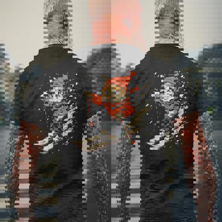 フリースタイルスキーヤー猫 フリースタイルスキー メンズTシャツ バックプリント 高齢者への贈り物