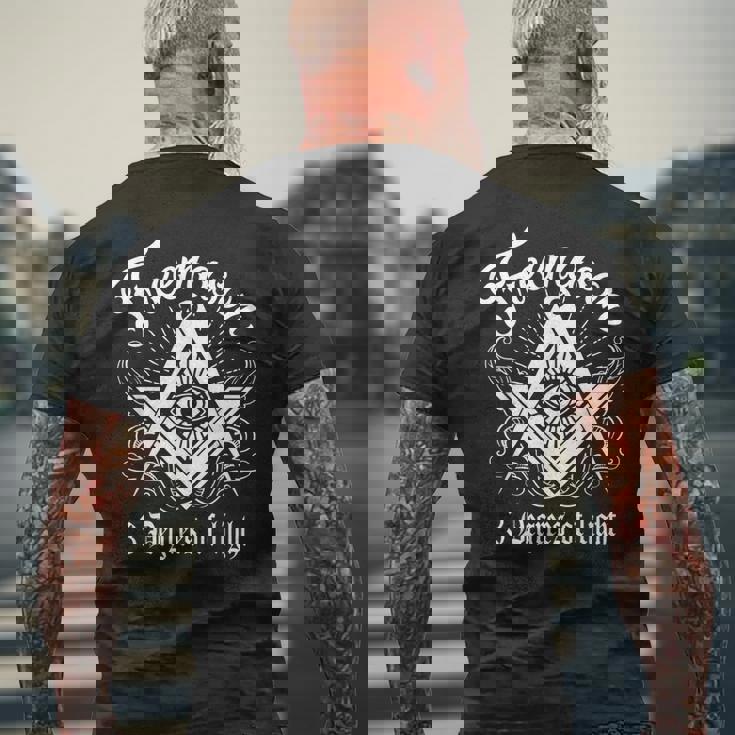フリーメイソン ロッジ フリーメイソン エンブレム メイソン 3度 ライト メンズTシャツ バックプリント 高齢者への贈り物