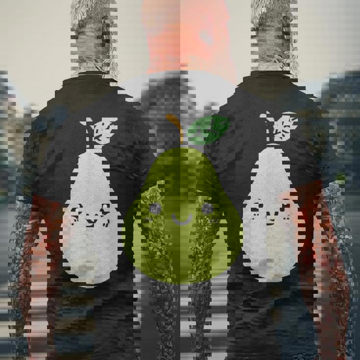 フルーツ 梨 小さなミニマリストのシンプルな梨 メンズTシャツ バックプリント 高齢者への贈り物