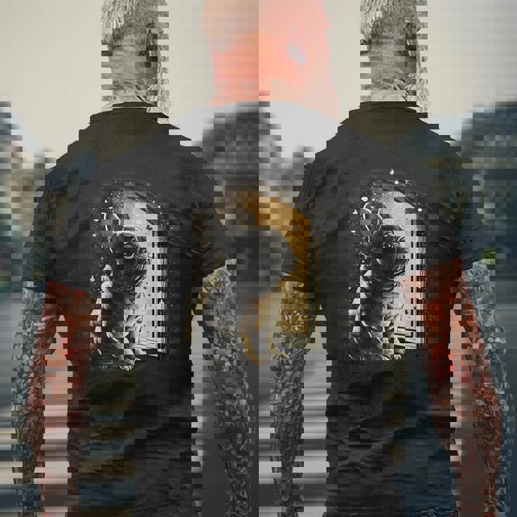 フレンチブルドッグ 夜のかわいいフレンチドッグ メンズTシャツ バックプリント 高齢者への贈り物