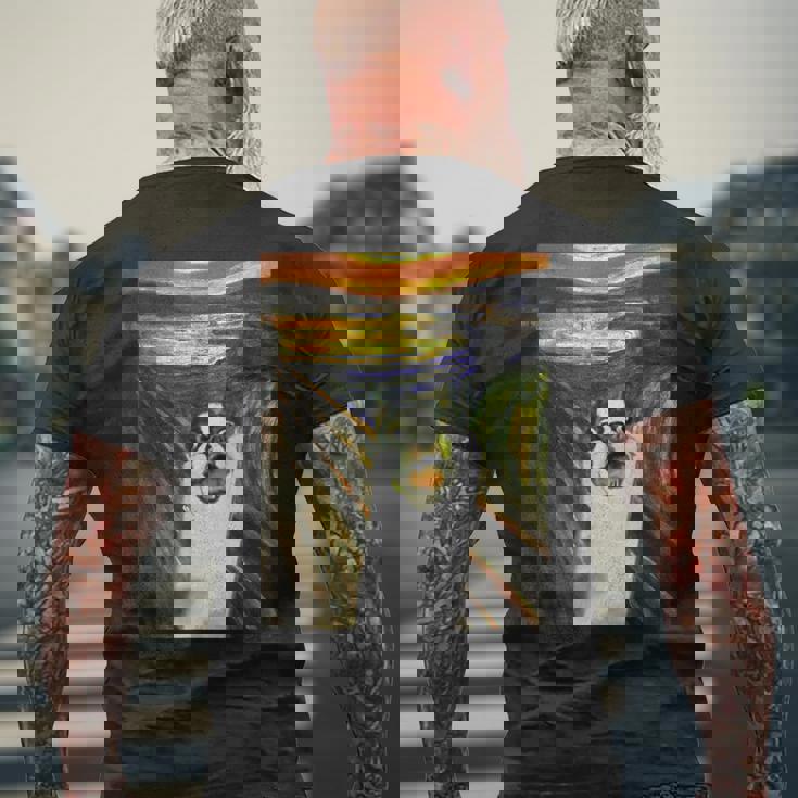 フレンチブルドッグ 面白いtシャツ 犬 ムンクの叫び かわいい メンズ 子供 おもしろ 服 ネタ わんこ メンズTシャツ バックプリント 高齢者への贈り物