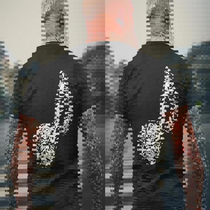 フレンチホルンのドローイング メンズTシャツ バックプリント 高齢者への贈り物