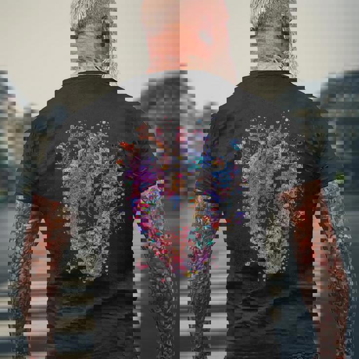 フローラル解剖学的人間の心臓グラフィック心臓専門医ギフト メンズTシャツ バックプリント 高齢者への贈り物