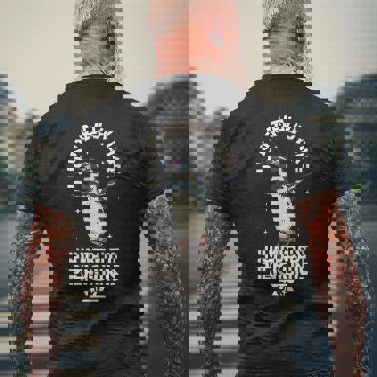 フンボルトペンギン大好き メンズTシャツ バックプリント 高齢者への贈り物