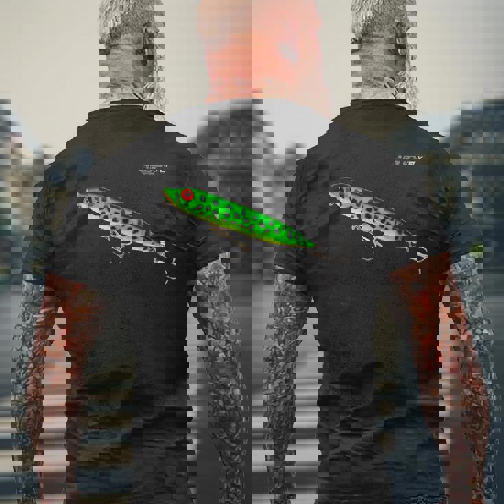 ブユバス釣りギフトトップウォータールアースプーク メンズTシャツ バックプリント 高齢者への贈り物