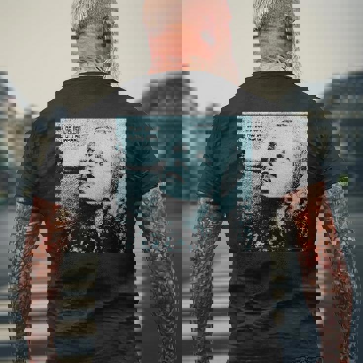 ブライアン・ウォードによるデヴィッド・ボウイ ハンキードリー ブルー 写真 メンズTシャツ バックプリント 高齢者への贈り物