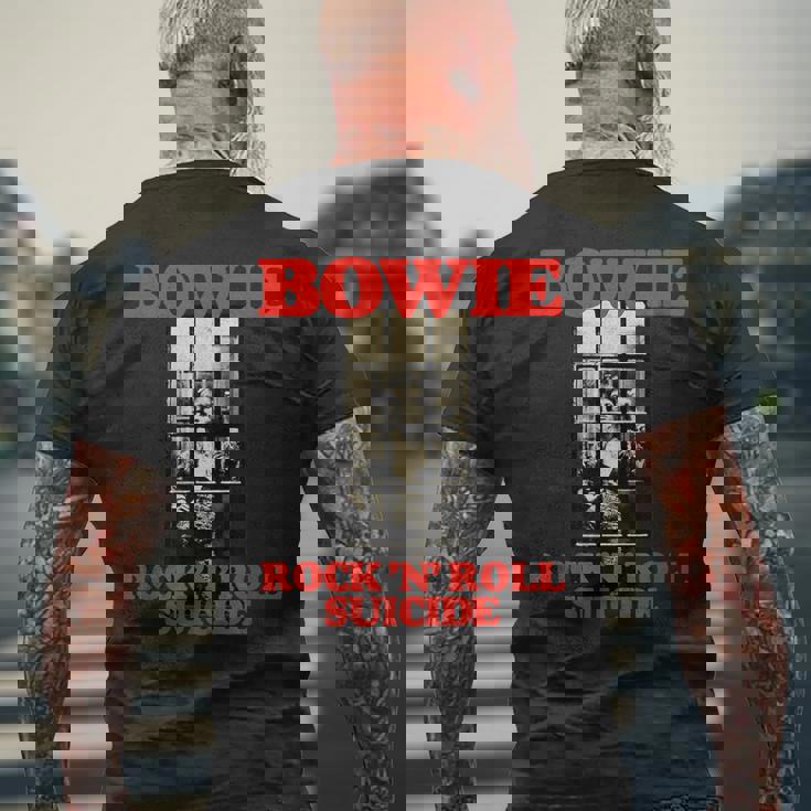 ブライアン・ウォードによるデヴィッド・ボウイ・ロックンロール自殺写真 メンズTシャツ バックプリント 高齢者への贈り物