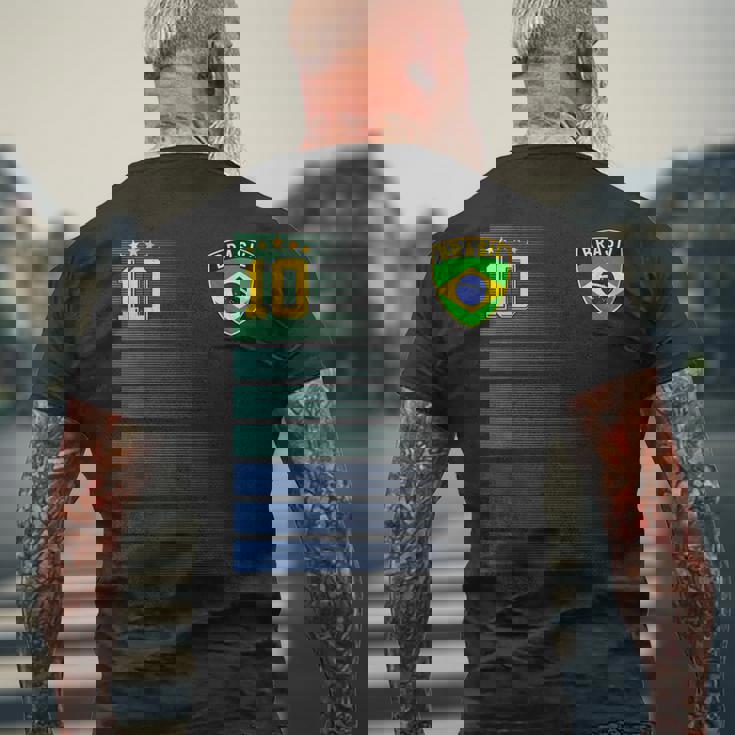ブラジル サッカーファン ジャージ ブラジル国旗 フットボール愛好家 メンズTシャツ バックプリント 高齢者への贈り物