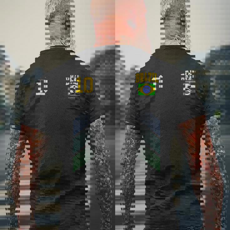 ブラジル サッカーファンジャージー ブラジル国旗 フットボール愛好家 メンズTシャツ バックプリント 高齢者への贈り物