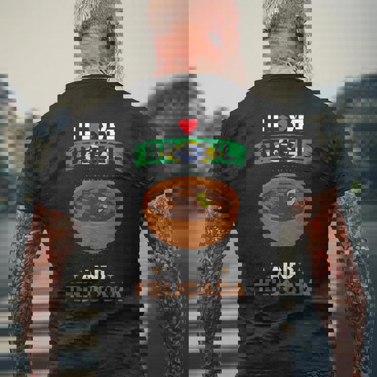 ブラジル料理 ブラジル国旗 I Love Brazil And Feijoada メンズTシャツ バックプリント 高齢者への贈り物