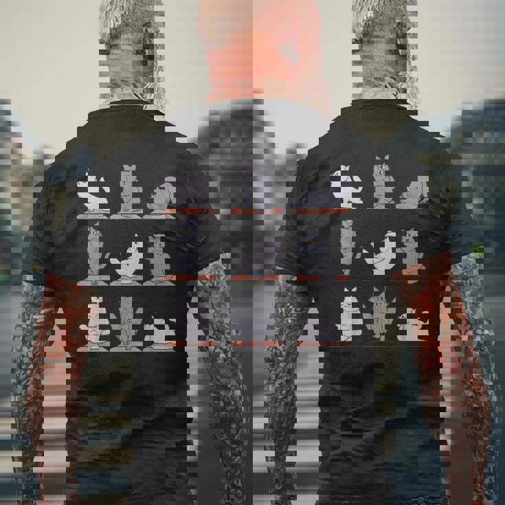 ブリティッシュショートヘアキャット ヨガ メンズTシャツ バックプリント 高齢者への贈り物