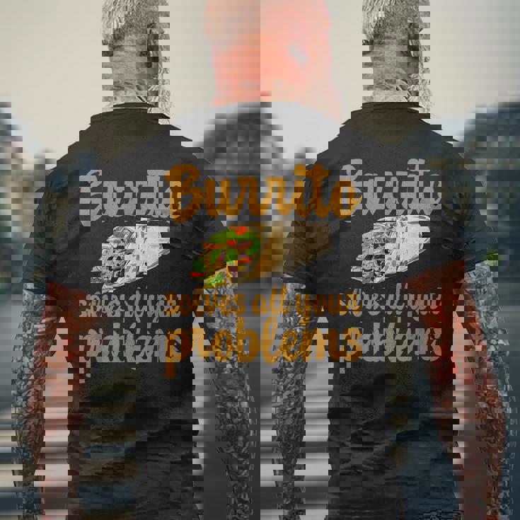 ブリトーはあなたの問題をすべて解決します Burritoolves All Your Problems メンズTシャツ バックプリント 高齢者への贈り物