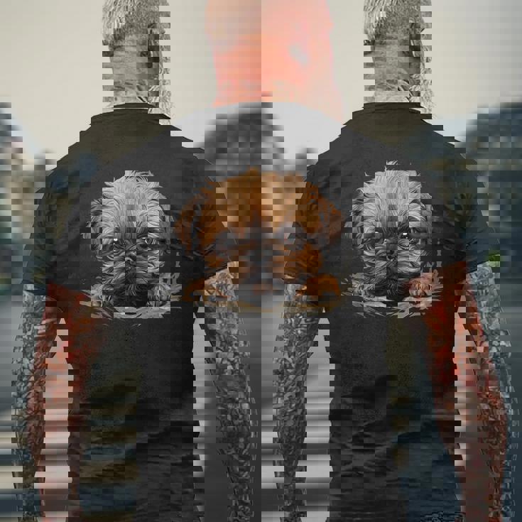 ブリュッセル・グリフォン メンズTシャツ バックプリント 高齢者への贈り物