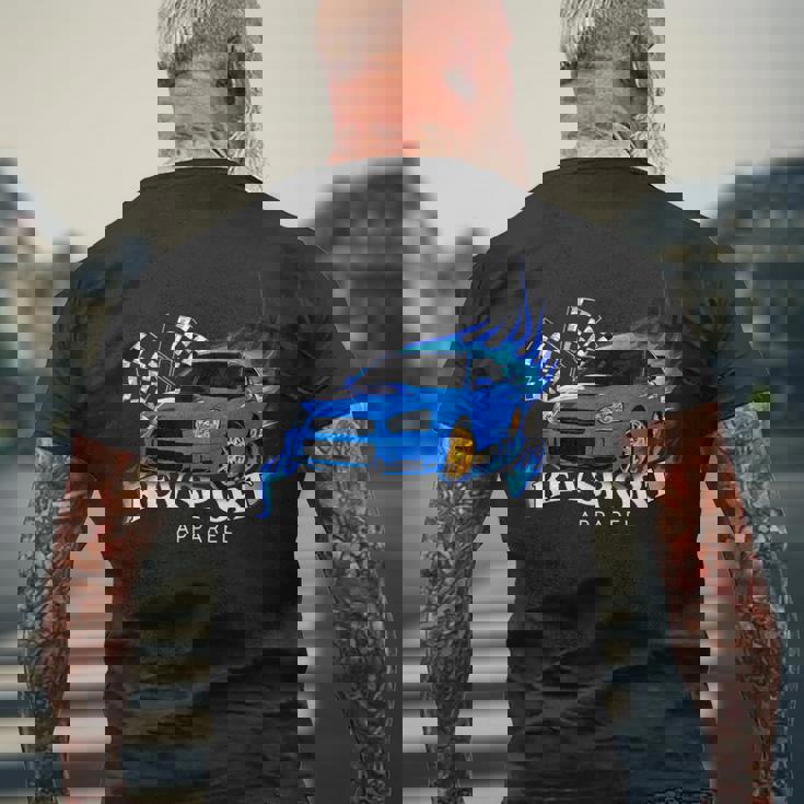 ブルー WrxSti メンズTシャツ バックプリント 高齢者への贈り物