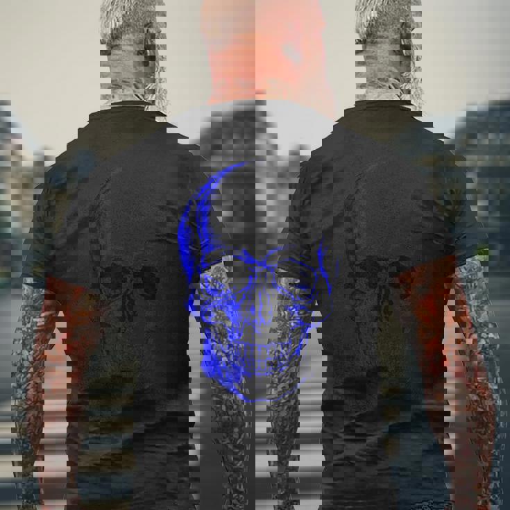 ブルー ドクロ メンズTシャツ バックプリント 高齢者への贈り物