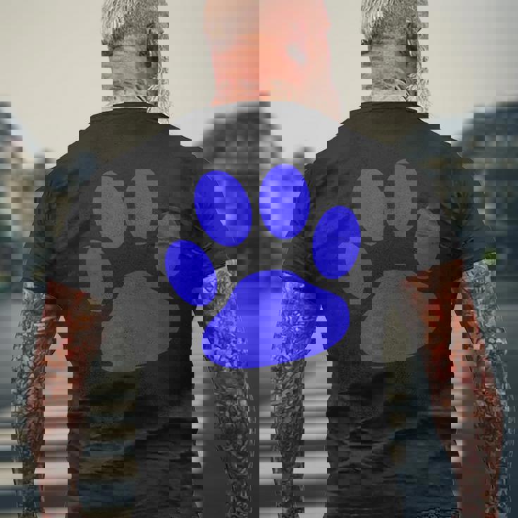 ブルー 肉球 プリントシャツ メンズTシャツ バックプリント 高齢者への贈り物