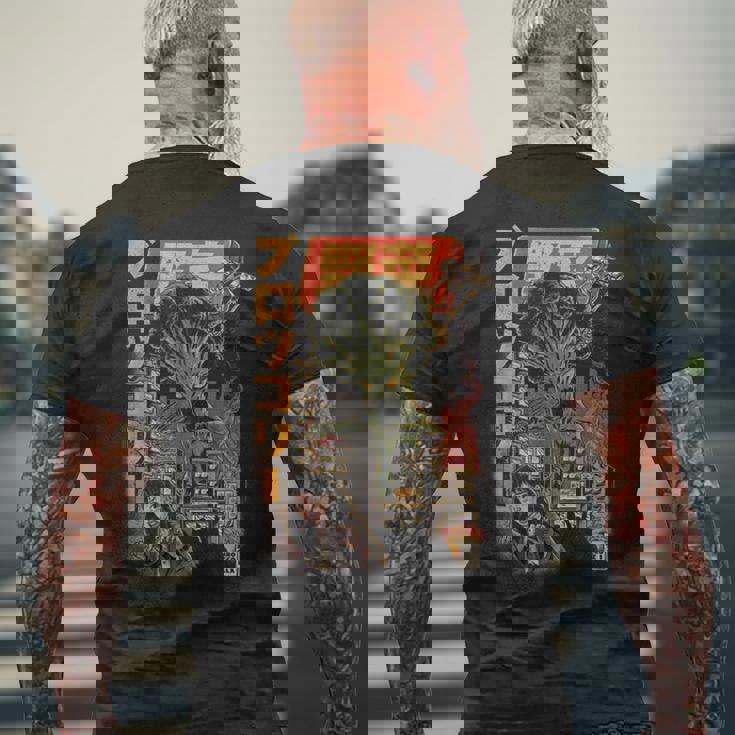 ブロッコジラ ブラックバージョン ブロッコリー メンズTシャツ バックプリント 高齢者への贈り物