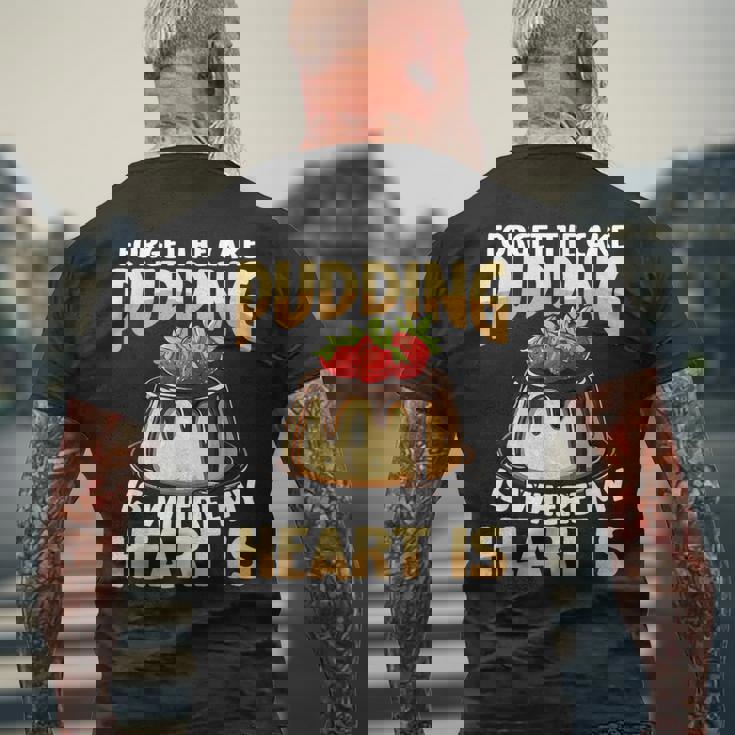 プディングはどこに私の心はチョコレートプリンの恋人 メンズTシャツ バックプリント 高齢者への贈り物