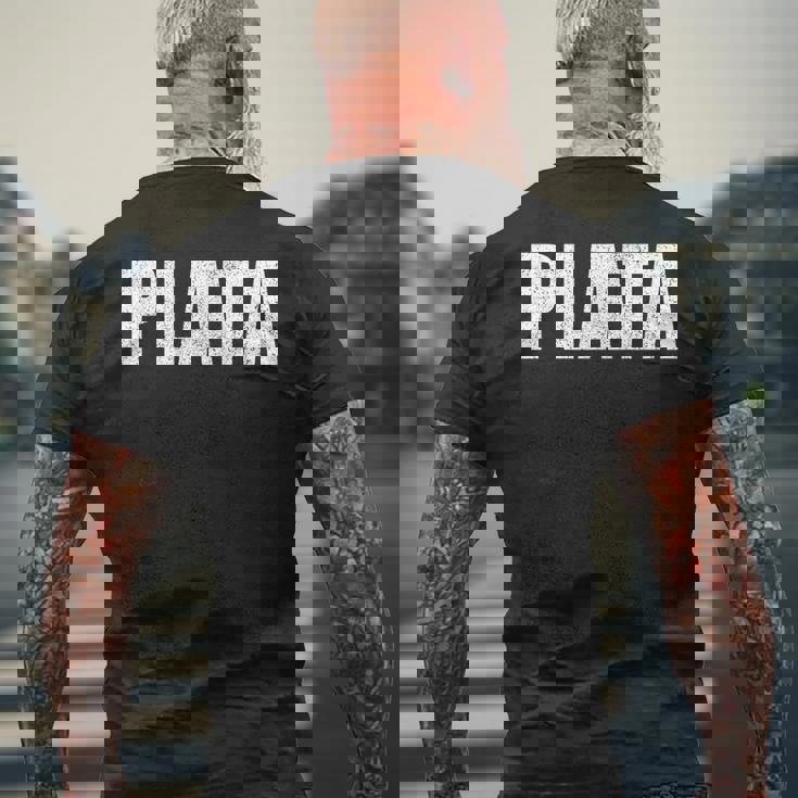 プラタ 姓 レトロ ヒスパニック メキシコ スペイン語 家族 メンズTシャツ バックプリント 高齢者への贈り物