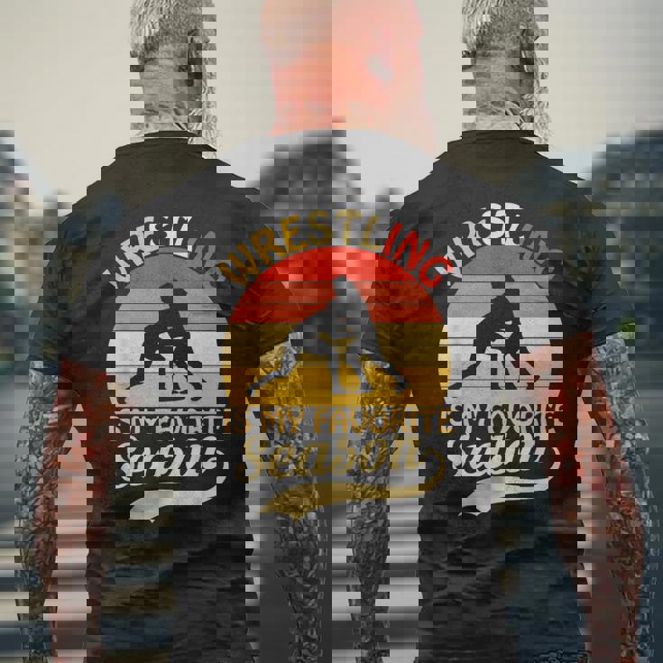 プロレス生活 高校レスリング部 レスリングコーチ メンズTシャツ バックプリント 高齢者への贈り物