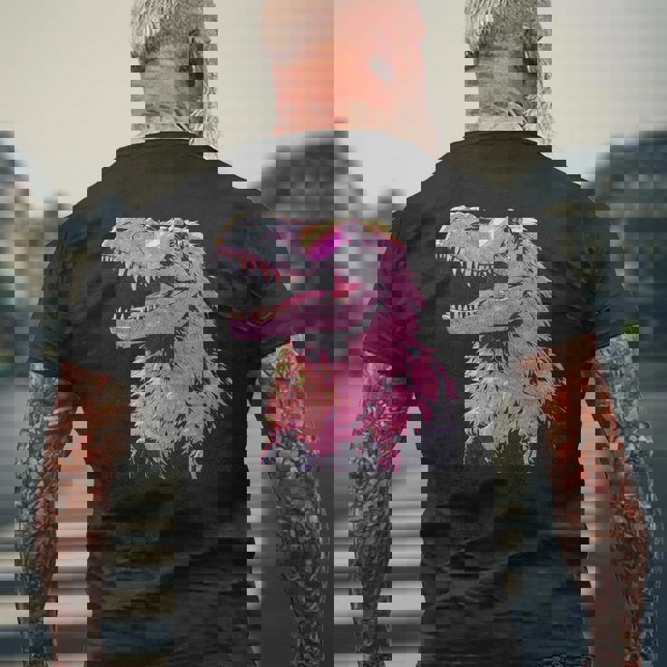 ヘアリー T-Rex パステルゴス ティラノサウルス 恐竜 サングラス メンズTシャツ バックプリント 高齢者への贈り物