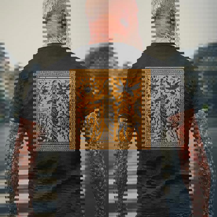 ヘラ 女神 ギリシャ神話 歴史 芸術 古代神話 メンズTシャツ バックプリント 高齢者への贈り物