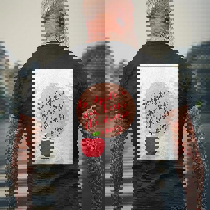 ヘルシーシャツアップル 最新 医者を遠ざける メンズTシャツ バックプリント 高齢者への贈り物