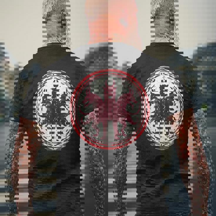 ヘルハウンド ケルベロス コスチューム 三頭 ハデスの猟犬 メンズTシャツ バックプリント 高齢者への贈り物