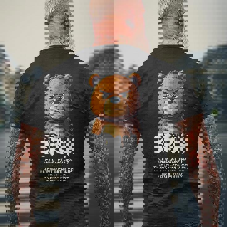 ベアラバーブラシファニーベア メンズTシャツ バックプリント 高齢者への贈り物