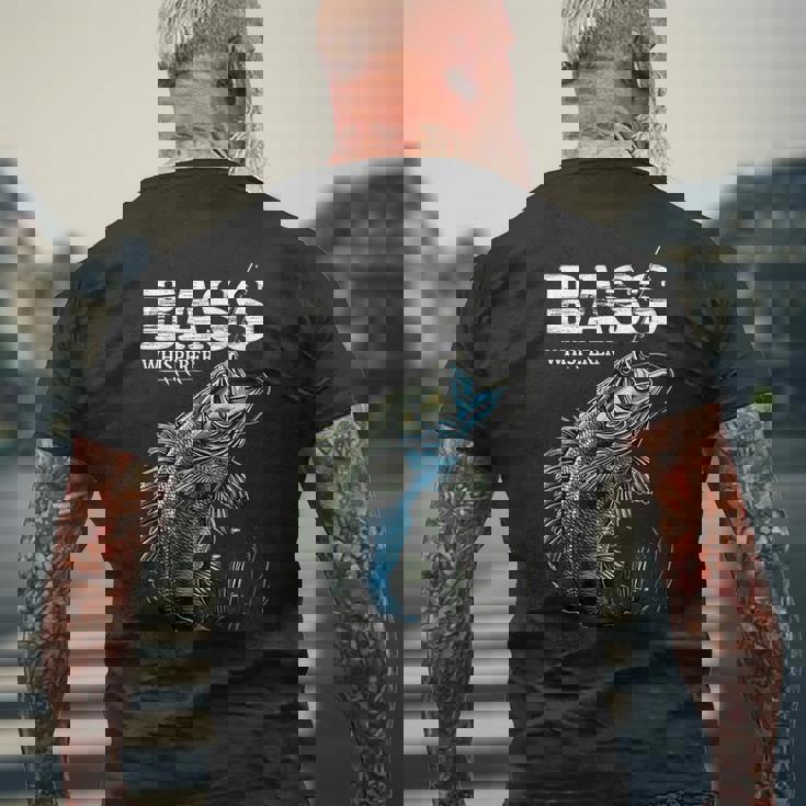 ベイトキャスター フィッシャーマン バスのささやき ブラックバス釣り メンズTシャツ バックプリント 高齢者への贈り物