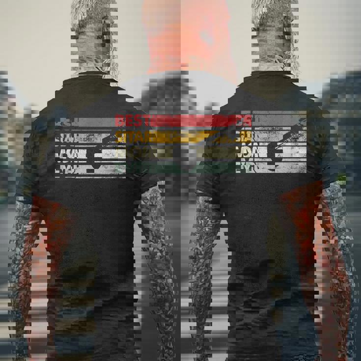 ベスト・マム・エバー-マザー・ヴィンテージ・シタール メンズTシャツ バックプリント 高齢者への贈り物