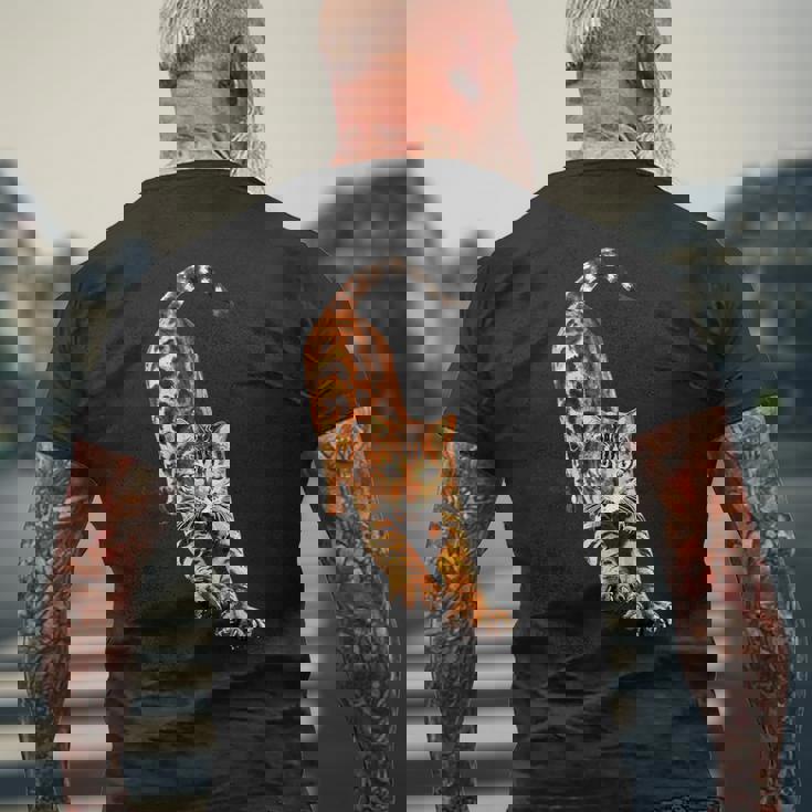 ベンガル猫ストレッチ メンズTシャツ バックプリント 高齢者への贈り物