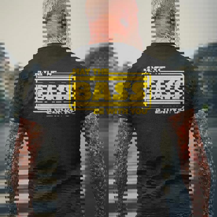 ベース ギター ドラム May The Bass Be With You ベーシスト ドラマー メンズTシャツ バックプリント 高齢者への贈り物