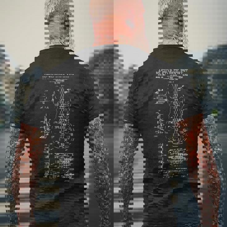 ベースギター特許プリント 1961 ヴィンテージ特許音楽 メンズTシャツ バックプリント 高齢者への贈り物