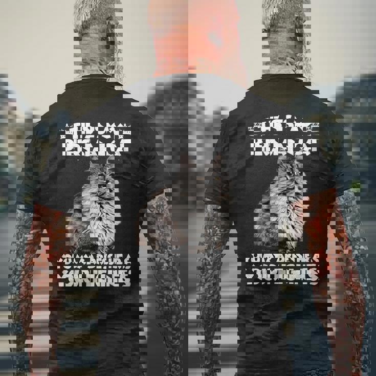 ペルシャ猫メンズTシャツ バックプリント 高齢者への贈り物